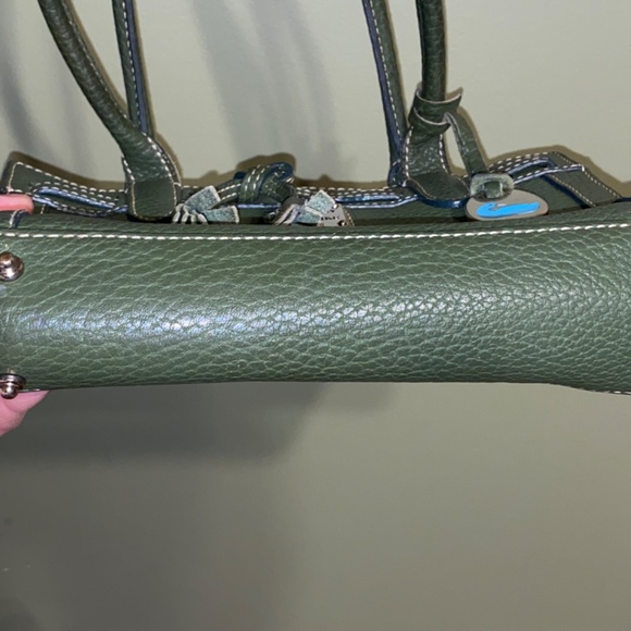 East/ West Tassel Green Dooney & Bourke Leather Tote - Picture 7 of 10